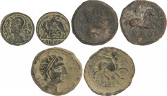 Lote 3 monedas 1/2 Centenional y As (2). CASTULO, CELIN y URBS ROMA. AE. El 1/2 Centenional de URBS ROMA, los Ases de CASTULO y CELIN. A EXAMINAR. BC+...