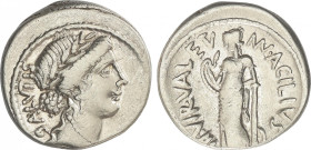 Republic
Denario. 55 a.C. ACILIA. Man. Acilius Glabrio. Anv.: Cabeza laureada de la salud a derecha. SALVTIS de abajo a arriba. Rev.: Salud a izquier...
