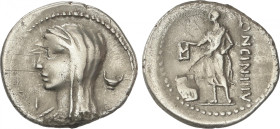Republic
Denario. 55 a.C. CASSIA. L. Cassius Longinus. Anv.: Busto velado de Vesta a izquierda entre letra I y copa. Rev.: Ciudadano romano votando, ...