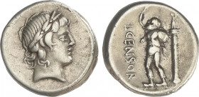 Republic
Denario. 88 a.C. MARCIA. L. Marcius Censorinus. Anv.: Cabeza laureada de Apolo a derecha. Rev.: Sátiro Marsyas de pie a izquierda, en campo ...