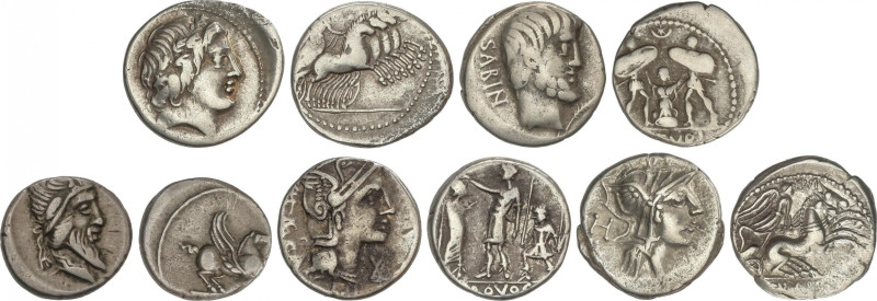 Republic
Lote 5 monedas Denario. ANÓNIMO, JUNIA, PORCIA, TITIA y TITURIA. AR. A...