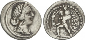 Empire
Denario. 47-46 a.C. JULIO CÉSAR. GALIA. Anv.: Cabeza diademada de Venus a derecha. Rev.: CAESAR. Aeneas llevando en brazos a su padre Anchíses...