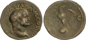 Empire
As. 71-72 d.C. VESPASIANO. Anv.: (IMP. CAESAR) VESPASIAN. AVG. COS. IIII. Cabeza laureada a derecha. Rev.: S.C. Águila de frente sobre un glob...