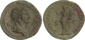 Empire
Dupondio. 115 d.C. TRAJANO. Anv.: IMP. CAES. NER. TRAIANO OPTIMO AVG. GER. DAC. P. M. TR.P. COS. VI P. P. Busto radiado a derecha. Rev.: SENAT...