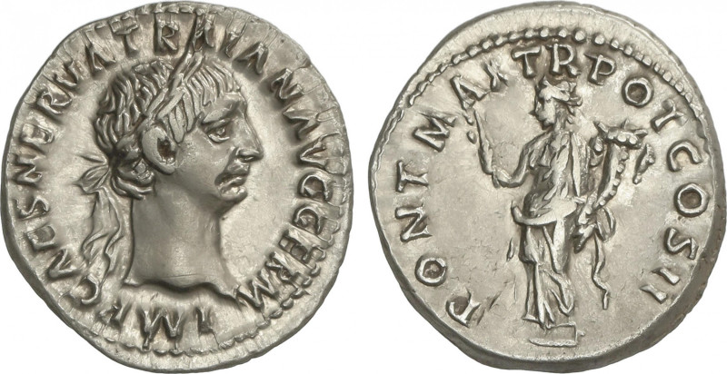 Empire
Denario. 98-99 d.C. TRAJANO. Anv.: IMP. CAES. NERVA. TRAIAN. AVG. GERM. ...