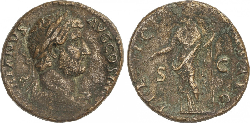 Empire
Sestercio. 134-138 d.C. ADRIANO. Anv.: HADRIANVS AVG. COS. III P. P. Cab...