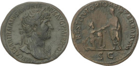 Empire
Sestercio. 134-138 d.C. ADRIANO. Anv.: HADRIANVS AVG. COS. III P. P. Busto descubierto a derecha. Rev.: RESTITVTORI ORBIS TERRARVM S.C. Adrian...