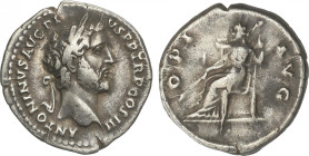 Empire
Denario. 139-161 d.C. ANTONINO PÍO. Anv.: ANTONINVS AVG PIVS PP TRP COS III. Cabeza laureada a derecha. Rev.: OPI AVG. Ops sentada a izquierda...
