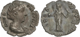 Empire
Denario. 141 d.C. FAUSTINA MADRE. Anv.: DIVA FAVSTINA. Busto a derecha. Rev.: AETERNITAS. Eternidad en pie a izquierda con globo. 2,65 grs. AR...