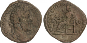Empire
Sestercio. 187-188 d.C. CÓMODO. Anv.: M. COMMODVS ANT. P. FELIX (AVG. BRIT.). Cabeza laureada a derecha. Rev.: P. M. TR. P. XIII IMP. (VIII CO...