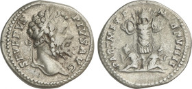 Empire
Denario. 202 d.C. SEPTIMIO SEVERO. Anv.: SEVERVS PIVS AVG. Cabeza laureada a derecha. Rev.: PART. MAX. P. M. TR. P. VIIII. Dos cautivos sentad...
