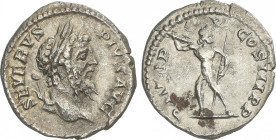 Empire
Denario. 201-210 d.C. SEPTIMIO SEVERO. Anv.: SEVERVS PIVS AVG. Busto laureado a derecha. Rev.: P. M. TR. P. XVI COS. III P. P. Júpiter en pie,...