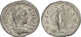 Empire
Denario. 201-210 d.C. CARACALLA. Anv.: ANTONINVS PIVS AVG. Busto adolescente a derecha. Rev.: FELICITAS AVGG. Felicidad en pie con caduceo y c...
