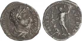 Empire
Denario. 199-200 a.C. CARACALLA. Anv.: ANTONINVS AVGVSTVS. Busto laureado a derecha. Rev.: SEVERI PII. AVG. FIL. Caracalla en pie a izquierda ...