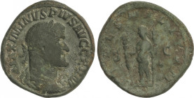 Empire
Sestercio. 236-238 d.C. MAXIMINO I. Anv.: MAXIMINVS PIVS AVG. GERM. Busto laureado a derecha. Rev.: FIDES MILITVM S. C. Fe en pie a izquierda ...