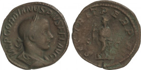 Empire
Sestercio. 243-244 d.C. GORDIANO III. Anv.: IMP. GORDIANVS. PIVS. FEL. AVG. Busto laureado a derecha. Rev.: SECVRITAS PERPET. S. C. Securitas ...