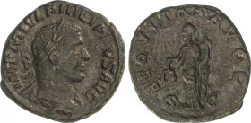 Empire
Sestercio. 244-249 d.C. FILIPO I. Anv.: IMP. M. IVL. PHILIPPVS AVG. Busto laureado a derecha. Rev.: AEQVITAS AVGG. S. C. Equidad estante a izq...