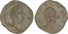 Empire
Sestercio. 255 d.C. MARINIANA. Anv.: DIVAE MARINIANAE. Busto velado a derecha. Rev.: CONSECRATIO S. C. Pavo real, de frente con la cola desple...