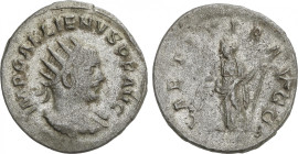 Empire
Antoniniano. 253-268 d.C. GALIENO. Rev.: LAETITIA AVGG. Laetitia en pie a izquierda con corona y ancla. 3,39 grs. AR. C-440; RIC-441. MBC.