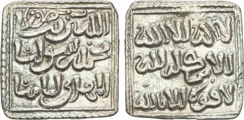 The Almohads
Dirham. ANÓNIMA en nombre de AL-MAHDÍ. 1,55 grs. AR. Limpiada. V-2...