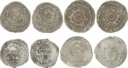 Lote 4 monedas 1/2 Dirham. AR. Con fecha y ceca parcial o poco visibles.. MBC.