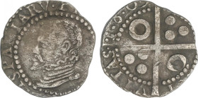 Philip III
Croat. 1609. BARCELONA. 2,81 grs. Anillos en 1er y 4º cuartel. (Algo recortada). Pátina. AC-445. MBC.