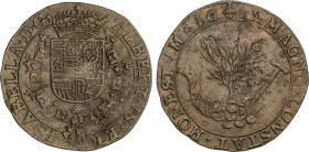Albert and Isabella
Jetón. 1615. BRUSELAS. Anv.: Escudo. Rev.: Laurel entre cornucopia y pala. 4,5 grs. AE. MBC.