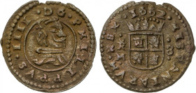 Philip IV
8 Maravedís. 1662. TRUJILLO. M. 1,89 grs. AC-423. MBC.