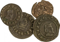 Philip IV
Lote 4 monedas 4, 8 y 16 Maravedís (2). 1621 a 1664. CUENCA, GRANADA y SEVILLA. A EXAMINAR. MBC- a.