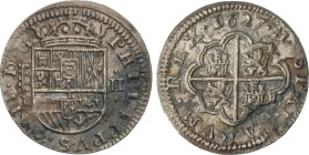 Philip IV
2 Reales. 1627. SEGOVIA. P. 6,65 grs. (Oxidaciones). AC-956. MBC.