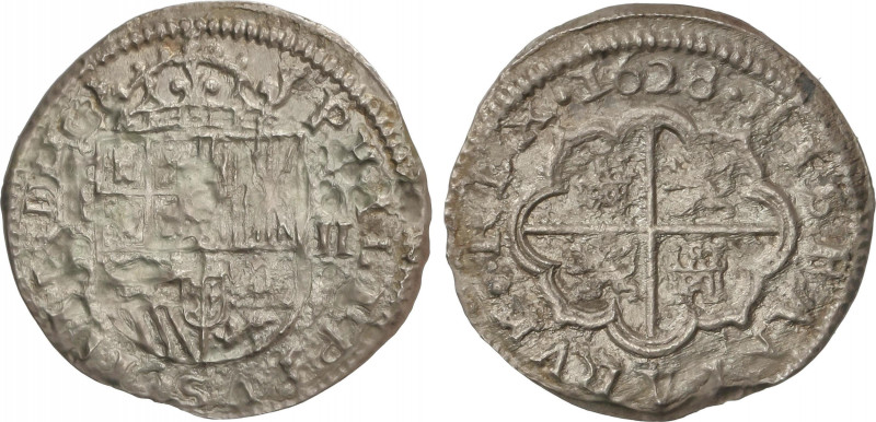 Philip IV
2 Reales. 1628. SEGOVIA. P. 4,75 grs. (Oxidaciones marinas limpiadas)...
