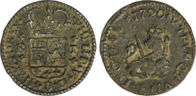 Philip V
1 Maravedí. 1720. BARCELONA. 2,01 grs. Pátina verde. AC-45. MBC.