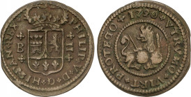 Philip V
2 Maravedís. 1720. BARCELONA. 4,36 grs. Final de Riel. AC-54. MBC.