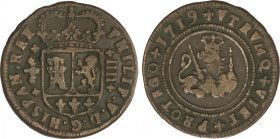 Philip V
4 Maravedís. 1719. VALENCIA. 8,09 grs. AC-99. MBC.