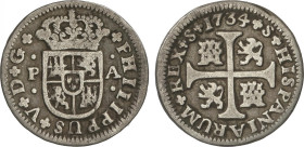 Philip V
1/2 Real. 1734. SEVILLA. P.A. 1,32 grs. AC-340. MBC.