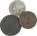Ferdinand VI
Lote 3 monedas 1 Maravedi, Ardit, 1/2 Real. 1747, 1755, 1758. 1 Maravedí 1747 Segovia, Ardit 1755, 1/2 Real Madrid 1758. BC+ a MBC.