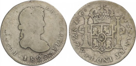 Ferdinand VI
2 Reales. 1820. ZACATECAS. A.G. 5,82 grs. AC-1011. BC+.