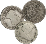 Charles III
Lote 3 monedas 1 Real. 1744, 66, 88. LIMA, MADRID, SEVILLA. A EXAMINAR. AC-363, 384, 535. BC+ a MBC-.