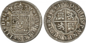 Charles III
2 Reales. 1760. MADRID. J.P. 5,99 grs. AC-608. MBC+.
