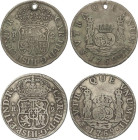 Charles III
Lote 2 monedas 2 Reales. 1769. POTOSÍ. J.R. Columnario. Lote con las dos variantes: 9 recto y 9 curvo de la fecha. (Una con perforación)....
