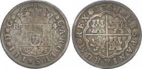Charles III
4 Reales. 1761. SEVILLA. J.V. 12,96 grs. Pátina. AC-773. MBC.