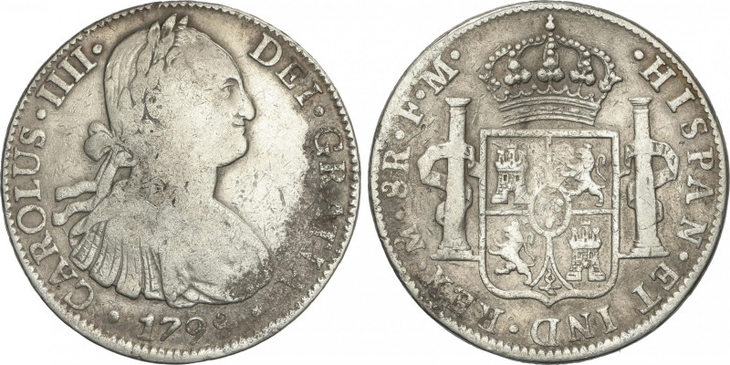 Charles IV
8 Reales. 1798. MÉXICO. F.M. 26,33 grs. (Oxidaciones limpiadas). AC-...