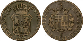 Ferdinand VII
6 Cuartos. 1823. CATALUNYA. 13,15 grs. AC-21. MBC.