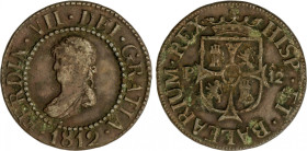 Ferdinand VII
12 Diners. 1812. MALLORCA. 7,36 grs. AE. (Leves oxidaciones). AC-24. MBC-.