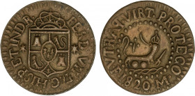 Ferdinand VII
1 Octavo. 1820. MANILA. 1,73 grs. AE. ESCASA. AC-80. MBC+.