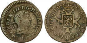 Ferdinand VII
1 Maravedí. 1819. PAMPLONA. 1,97 grs. Variante FERDIN. AC-33. MBC-.