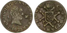 Ferdinand VII
1 Maravedí. 1825. PAMPLONA. 2,03 grs. AC-36. MBC-.
