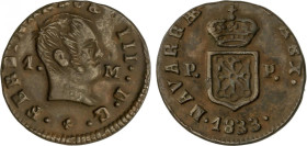 Ferdinand VII
1 Maravedí. 1833. PAMPLONA. 1,96 grs. AC-42. MBC.