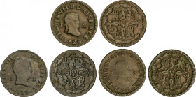 Ferdinand VII
Lote 3 monedas 2 Maravedís. 1819, 20, 27. JUBIA. A EXAMINAR. AC-133, 134, 138. BC+ a MBC-.