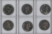 Ferdinand VII
Lote 6 monedas 8 Maravedís. 1812, 13, 14, 15, 16, 17,. JUBIA. A EXAMINAR. AC-190, 191, 192, 193, 195, 196. BC a BC+.